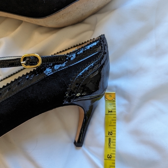 Roma Jane Suede Patent Leather Mary-Jane Heels Pumps Size 7 - Picture 8 of 9